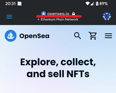 「OpenSea」と入力し、公式OpenSeaのWebサイトを開きます